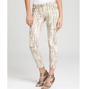 Free People Feather Printed Cropped Skinny Jeans